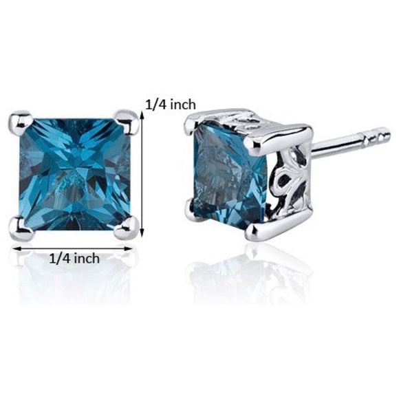 Natural 2.5 ct London Blue Topaz Earrings - Picture 4 of 11